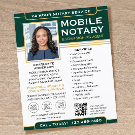 Klassisk mobil notarius flyer QR-kod grön guld