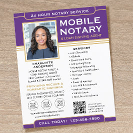 Klassisk mobil notarius flyer QR-kod lila guld