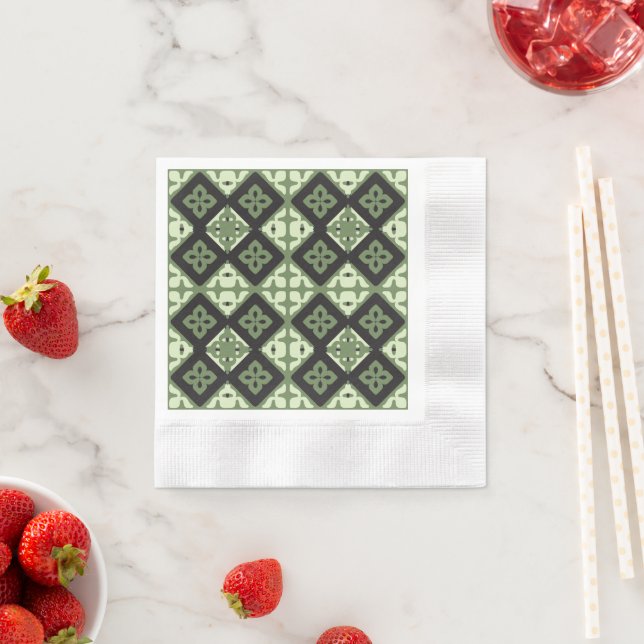klassisk modepresentcoo för kvadratisk grön textur pappersservett (Insitu)