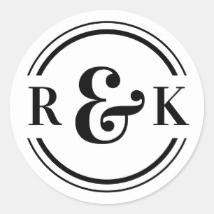Klassisk Modern Ampersand Två Monogram Initialer Runt Klistermärke