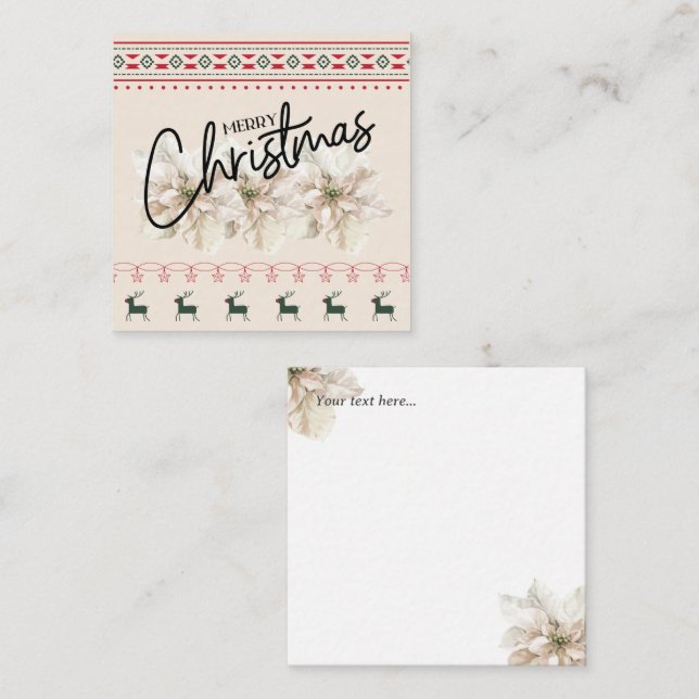 Klassisk, modern årgång Jul Poinsettia-blomman Anteckningskort (Fram/baksida)