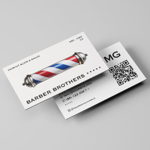 Klassisk Modern Barber Stång Vit Barberbutik Visitkort