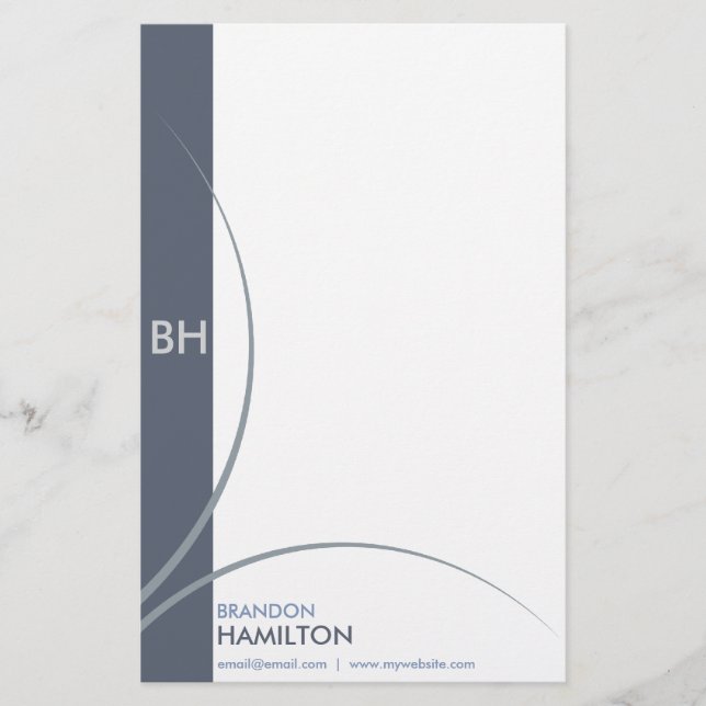 Klassisk modern blå grafik brevpapper (Framsida)