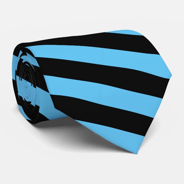 Klassisk Modern Black and Himmel Blue Stripe Slips (Rullad)