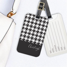 Klassisk Modern Black and White Houndstooth Bagagebricka