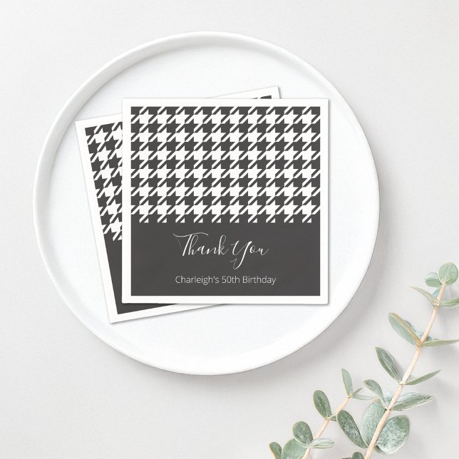 Klassisk Modern Black and White Houndstooth Papper Pappersservett (Skapare uppladdad)
