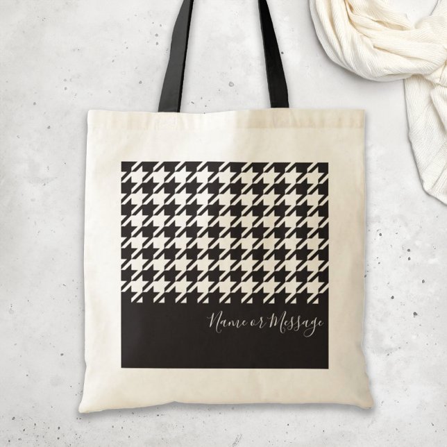 Klassisk Modern Black and White Houndstooth Tygkasse (Skapare uppladdad)