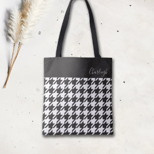 Klassisk Modern Black and White Houndstooth Tygkasse