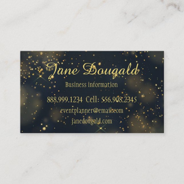 Klassisk Modern Black Guld Stars Anpassningsbar Pe Visitkort (Framsida)