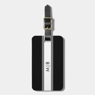 Klassisk Modern Black White Monogram resggage Tag Bagagebricka