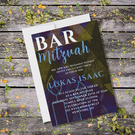 Klassisk Modern Blue Pub Mitzvah, fetstil Inbjudningar