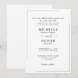 Klassisk, modern bröllopsinbjudan inbjudningar