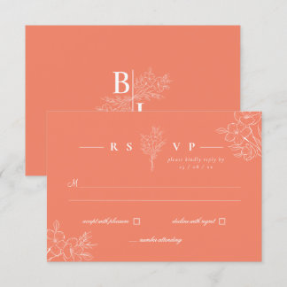 Klassisk Modern Elegant Blommigt Coral Bröllop OSA Kort