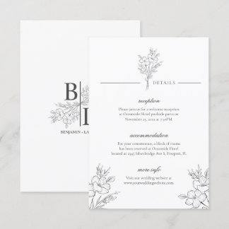 Klassisk Modern Elegant Blommigt White Bröllop Det Tilläggskort
