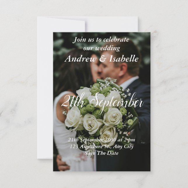 Klassisk, modern, elfte Bröllop-minimalistisk enke Tack Kort (Framsida)