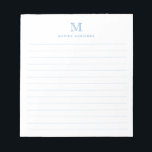 Klassisk modern, enkel Dusty Blue Monogram Linjera Anteckningsblock<br><div class="desc">Klassiskt,  modernt,  vanligt,  klassiskt,  gult,  monogramlimmat Anteckningsblock</div>