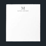 Klassisk modern enkel, enkel, svart monogram, inle anteckningsblock<br><div class="desc">Utformningen har en inledande personlig i monogram och namn i ett enkelt och modernt typografiskt teckensnitt.</div>