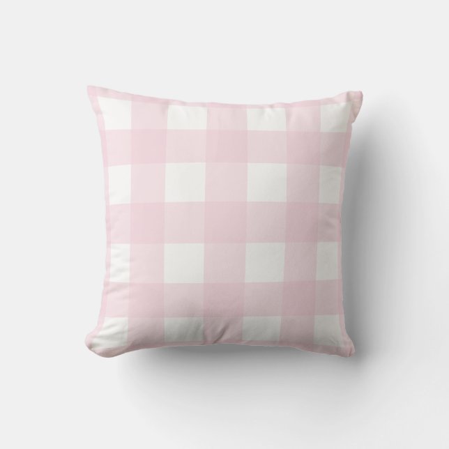 Klassisk modern farmhouse mjuk rosa buffelplaid kudde (Framsida)