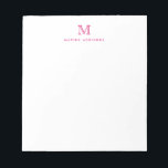 Klassisk Modern Girly Magenta Rosa Monogram Initia Anteckningsblock<br><div class="desc">Utformningen har en inledande personlig i monogram och namn i ett enkelt och modernt typografiskt teckensnitt.</div>