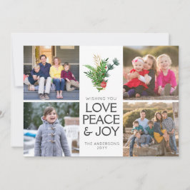 Klassisk Modern Kärlek Peace Joy jul 5 foto Julkort