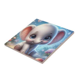 Klassisk modern keramisk platt baby vit elefant kakelplatta
