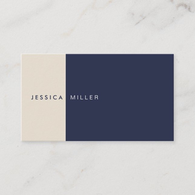 Klassisk modern Midnight Blue & Beige Social Media Visitkort (Framsida)