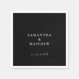 Klassisk modern, minimalistisk, svart Bröllop Pappersservett