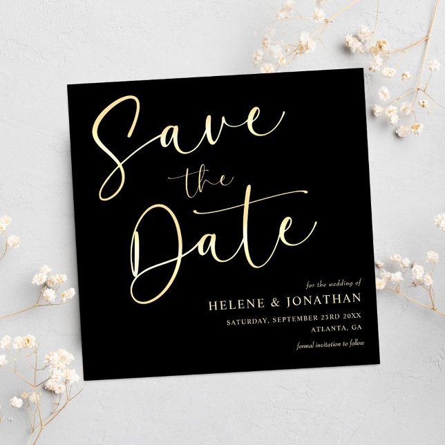 Klassisk modern, minimalistisk, svart Elegant bröl Spara Datumet (Classic Modern Minimalist Black Elegant Wedding Save The Date)