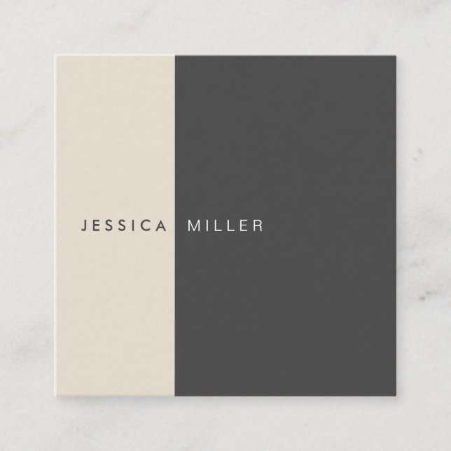 Klassisk Modern Mörk Grått och Beige Social Media Fyrkantigt Visitkort (Framsida)