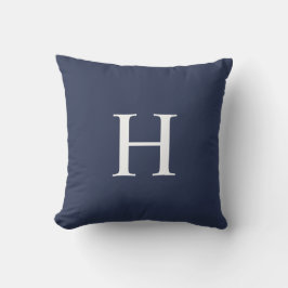 Klassisk Modern Navyblå Monogram Kudde