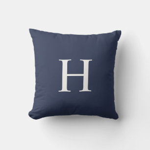 Klassisk Modern Navyblå Monogram Kudde