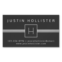 Klassisk modern Professionell Monogram | MÖRK GRÅT Magnetiska Visitkort