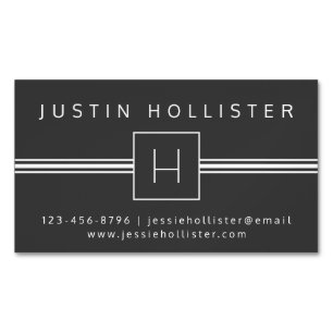 Klassisk modern Professionell Monogram   MÖRK GRÅT Magnetiska Visitkort