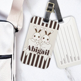 Klassisk modern Rand Cute Twin Bunny Kids Bagagebricka