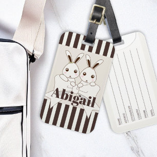 Klassisk modern Rand Cute Twin Bunny Kids Bagagebricka