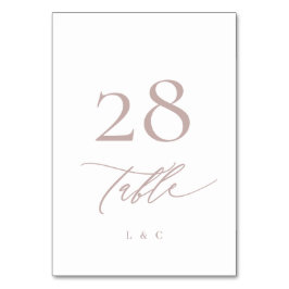 Klassisk modern Rosa Taupe Calligraphy Bröllop Bordsnummer