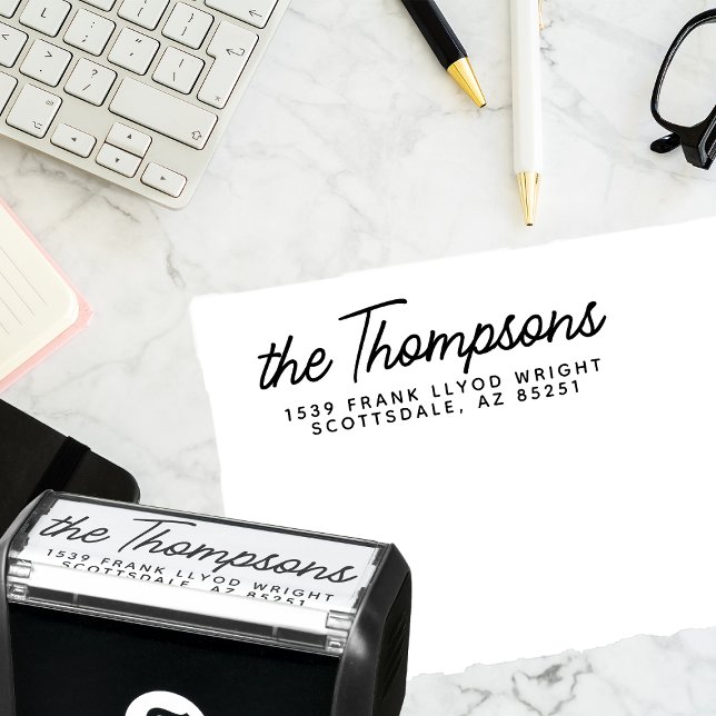 Klassisk Modern Script Bröllop Returadress Självfärgande Stämpel (Skapare uppladdad)