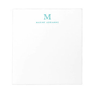 Klassisk Modern Simple Teal Grönt Monogram Anteckningsblock
