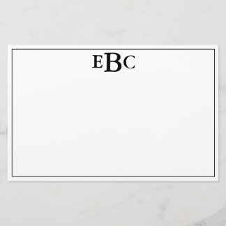 Klassisk modern svart och vit monogram stationär