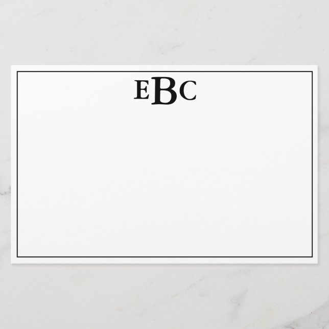 Klassisk modern svart och vit monogram stationär (Framsida)