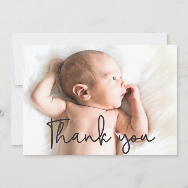 Klassisk modern Tack overlay Baby Photo Birth Meddelande (Framsida)