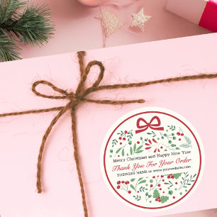 Klassisk Modern Vintage Red Grönt Blommigt Runt Klistermärke