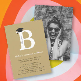 Klassisk monogram Alphabet B Photo Studentfest Inbjudningar