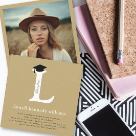 Klassisk monogram Alphabet L Photo Studentfest Inbjudningar