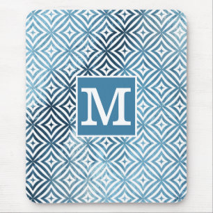 Klassisk monogram blå romb musmatta
