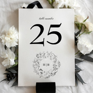 Klassisk Monogram Blommigt Utandning Bröllop Bordsnummer