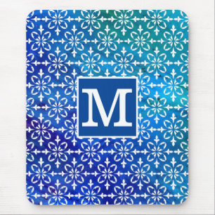 Klassisk Monogram Blue Chem 4-Blommigt Musmatta