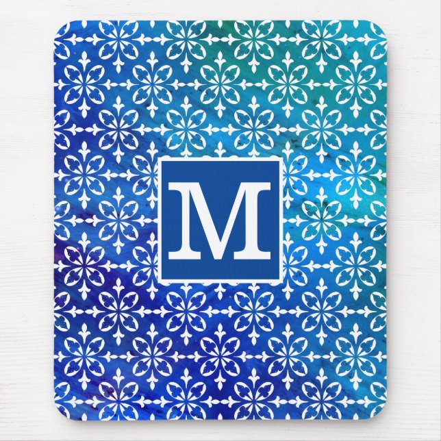 Klassisk Monogram Blue Chem 4-Blommigt Musmatta (Framsidan)