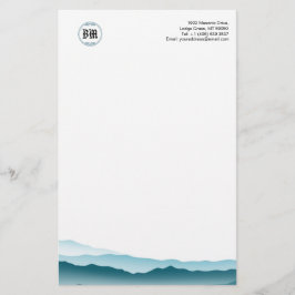 Klassisk monogram Blue Mountain View Business Papp Brevpapper