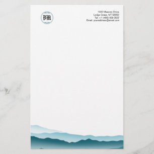 Klassisk monogram Blue Mountain View Business Papp Brevpapper